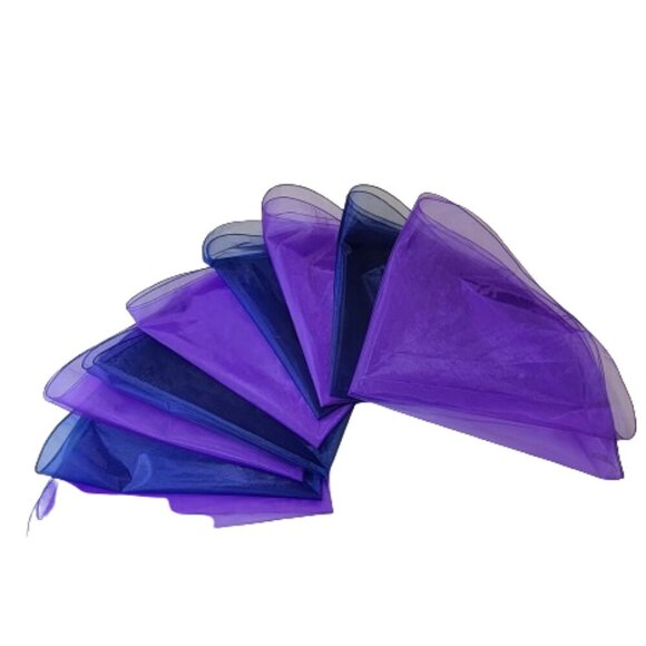 Purple and Dark Blue Tulle Organza Circles Event Decor Bouquet Wrapper 12 pieces - Picture 1 of 9
